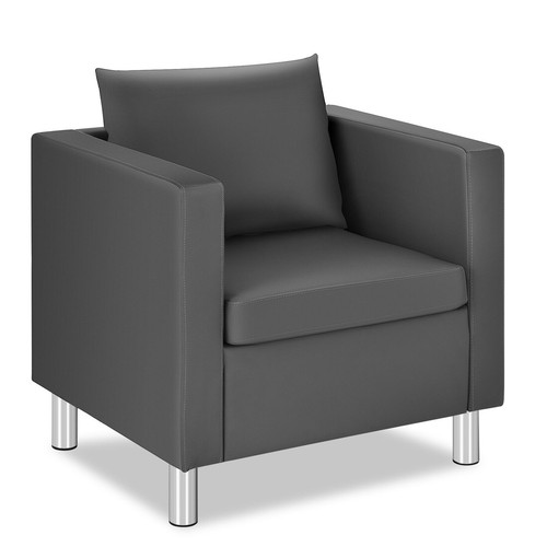 Deep grey leather single - deep, pu