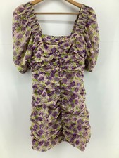Zara Purple Floral V Neck Puff
