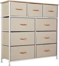 Fabric Chest of Drawers 9 Drawer Dresser Bedroom Bedside Storage Organizer Unit