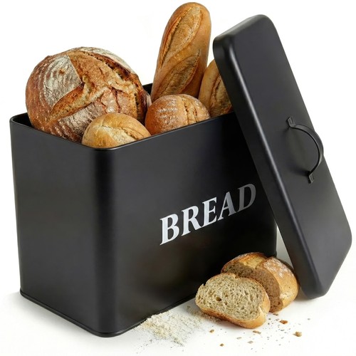 Large black bread bin - black,