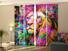 Vertical Blinds Wellmira for Patio Door, any sizes - Сreative Colorful Lion