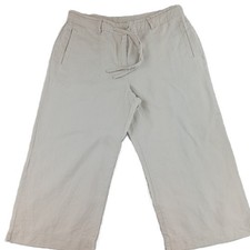 ATMOSPHERE Trousers Women's Size 12 Stone Wide Leg Cropped 100% Ramie