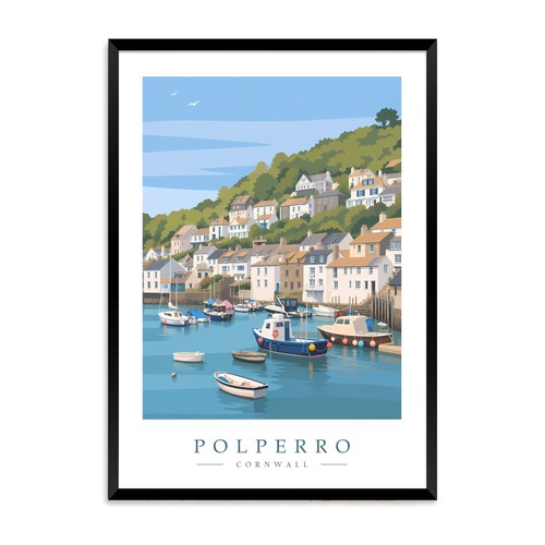 Polperro travel poster - polperro, print