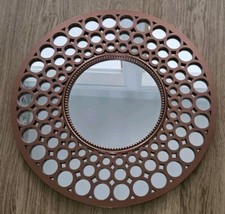 Metallic Copper Round Wall Mirror Plastic 63 Cm Diameter