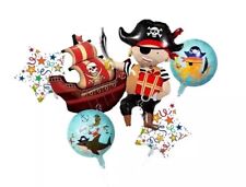 5pcs Pirates Captain Foil Balloon Birthday Banner Party Decoration Set