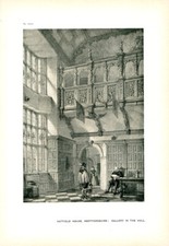 HATFIELD HOUSE, HERTFORDSHIRE : 4 Antique Prints.  South of Welwyn Garden City