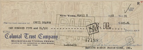 Marilyn monroe signed cheque - monroe,
