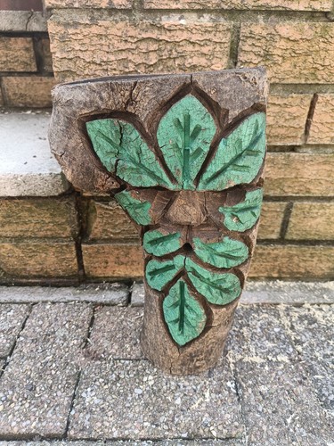 Hand carved wooden green - hand,