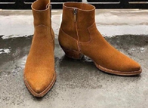 Men luxury tan suede western - luxury,