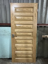 Internal 7 Panel Oak Veneered Solid RareDoor , Bathroom Lock , Pre Hung #025