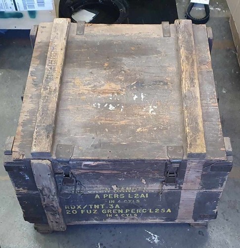 Vintage military grenade crate - vintage,