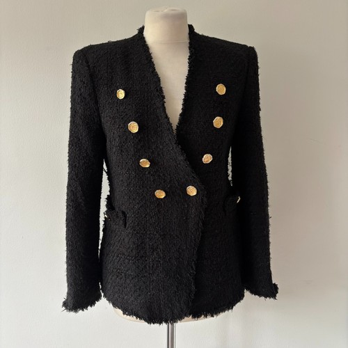 Zara boucle tweed blazer - tweed, size