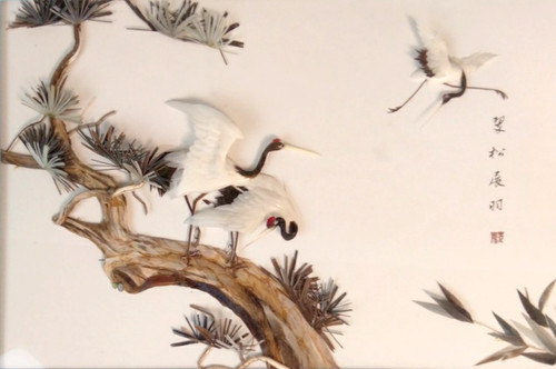 Japanese red headed crane - red,