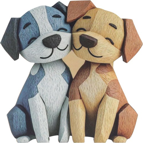Wooden pet carvings dog family - wooden,