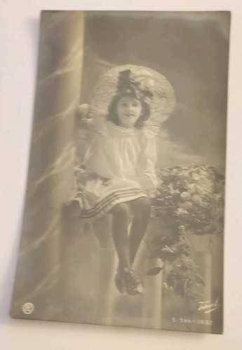Antique french girl postcard - antique,