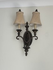 Pair of Elstead Drawing Room 2 light indoor wall light walnut