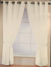 Rectella Rio Eyelet Curtains Lined Black Cream Latte