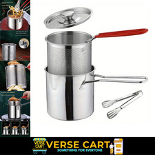 Stainless Steel Chip Pan Deep Cook Fryer Pot Frying Basket Kitchen Cookware