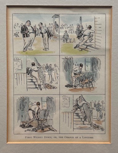 Two framed vintage cricket - two,