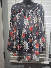 Spense Navy Blue Floral Polka