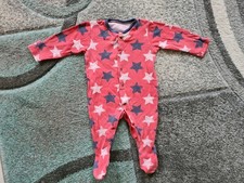 TU Baby Red 100% Cotton Sleepsuits All in One ? Star Print Baby Grows 0-3 Mnts 