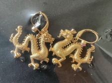 Butler and Wilson gold tone Chinese Dragon crystal drop earrings sealed in box