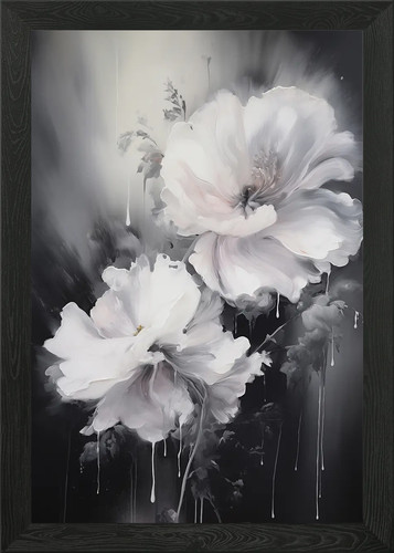 Monochrome floral painting - monochrome,