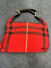 Rare Vintage Burberry Red Wool Shoulder Bag – Leather Trim & Nova Check Plaid