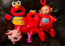 Bundle 6 Toys, Elmo, Live Pets Pig, Balloon Dog & Rabbit, Po. Please Read