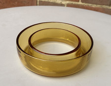 VINTAGE BAGLEY amber glass rose trough posy ring vase