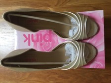 Pink by Paradox London "Sherbet"  ivory satin peep toes size 5 RRP £79.95