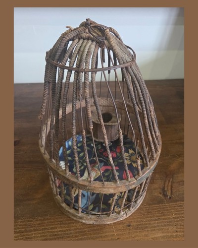 Handmade folk art bird cage - handmade,