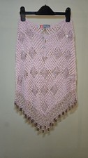 Gharani Strok Pink Beaded Cape Poncho S/M – Viscose, Elegant Evening Wrap