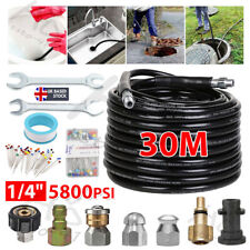 Sewer Jetter Kit 30M for Pressure Washer Cleaner Hose 5800PSI NPT 1/4" Hose UK
