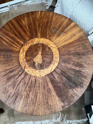 Round lamp table marquetry - round,