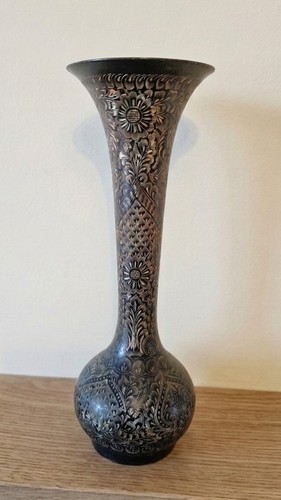 30cm etched brass indian vase - 30cm,