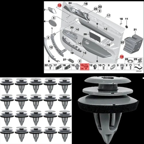 20x car door trim clips - door, for