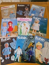 Robin Doll Clothing Knitting Patterns x 9 Double Knit ,4 Ply Action Man ,Sindy 