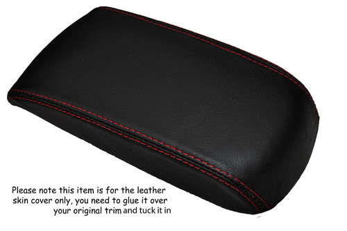 Red stitching leather armrest - red,