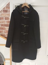 Gloverall Duffle Coat Mens L 42 75% Wool Toggles Hooded Black