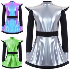 Kids Girls Cosplay Built-In Shorts Dress Carnival Alien Costume Robot Outfits