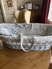 Grey Wicker Moses Basket for