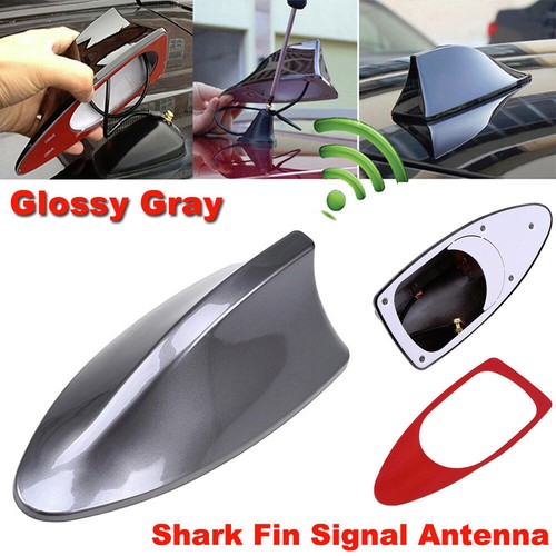 Gray car shark fin antenna - fin,