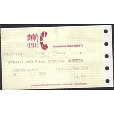 STATUS QUO NEWPORT CENTRE 23-11-1991 TICKET STUB - 23 NOVEMBER 1991 -
