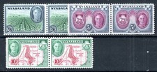 Nyasaland 1945 2s 6d, 5s and