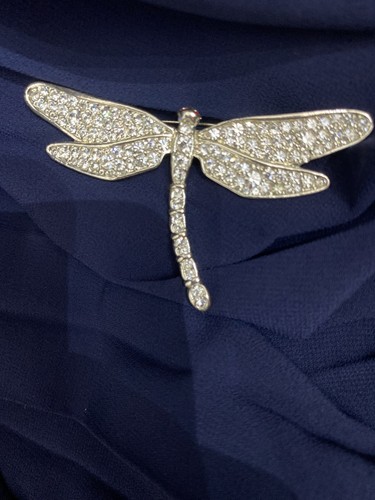 Diamanté dragonfly brooch - diamanté,