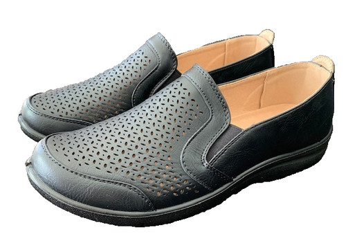 Womens ladies black - slip, on
