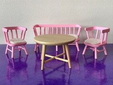 Vintage Lundby Dolls House Pink Garden Conservatory Patio Set