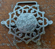 One HALF of beautiful 1899 nurse's silver belt buckle: make nice pendant