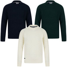 Tokyo Laundry Mens Jumper Wool Blend Chunky Knit Cable Knitted Sweater Crew Neck
